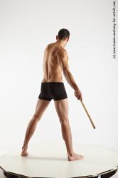 Underwear Fighting with spear Man White Athletic Short Brown Academic